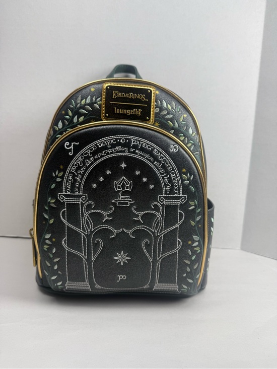 gold ring mini backpack Loungefly Lord of The Rings Black Gates Backpack(Books-A-Million Exclusive) On the back Mini Backpack Coin Purse Keychain
